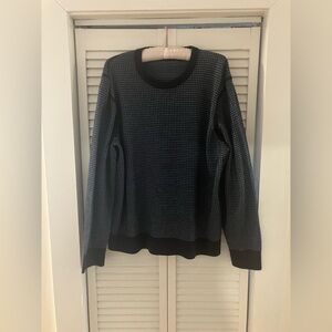 Theory Blue Checkered Wool Sweater